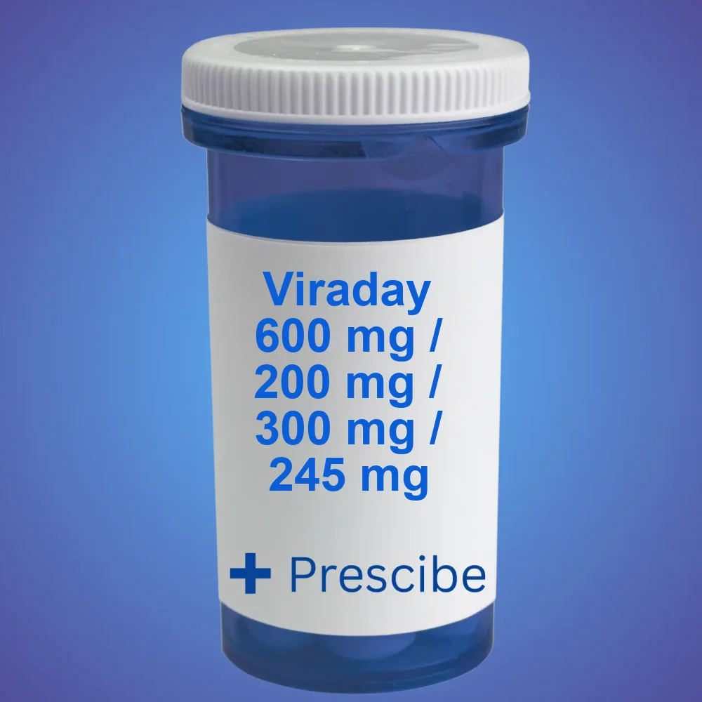 Viraday 600 mg / 200 mg / 300 mg / 245 mg (1 pack / 30 tabs) — Pack — available online from Prescibe